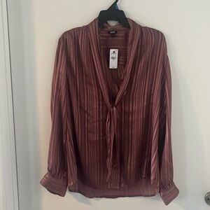 Express blouse, size large, metallic pink
